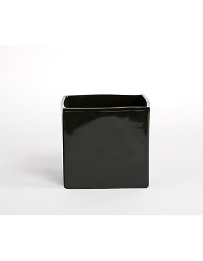 D&M Florero de cubo negro brillante 14cm